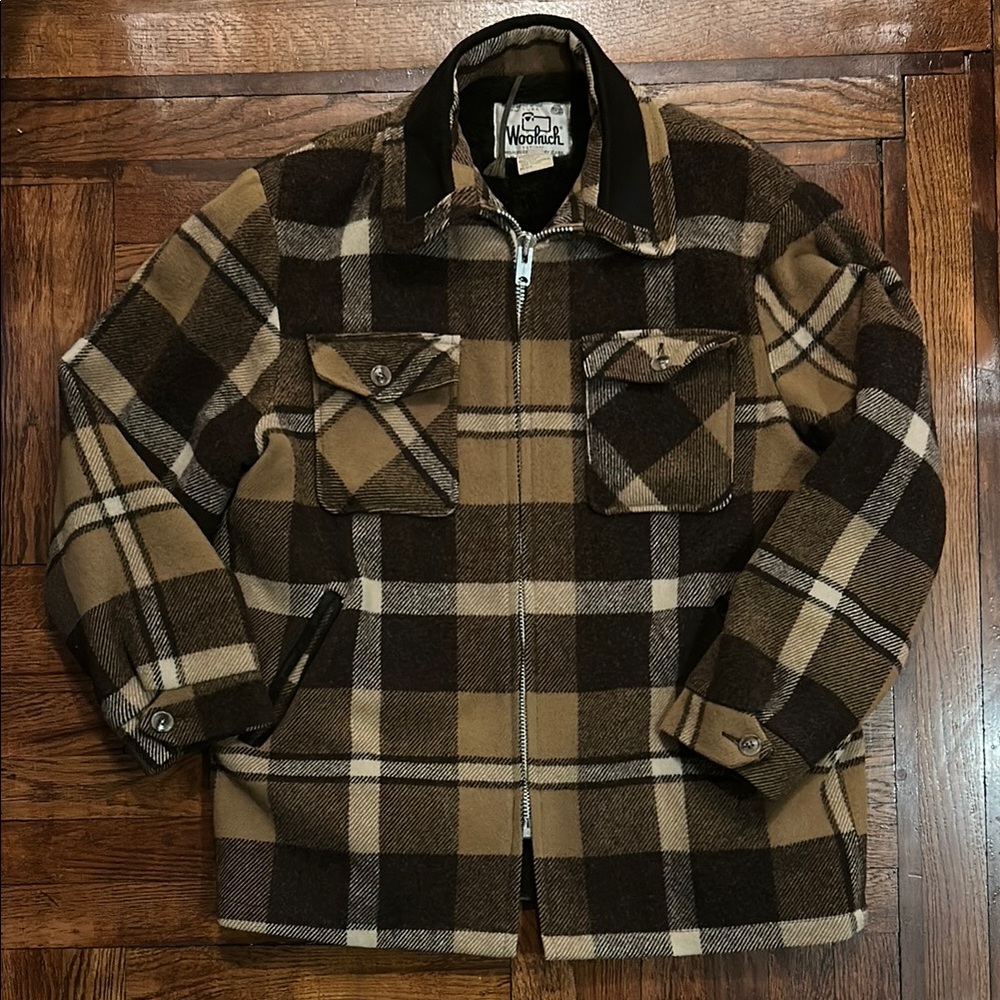 Vintage Woolrich Brown Shearling Plaid Jacket
